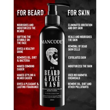Mancode: 2 in 1 Beard & Face Wash - 200ml