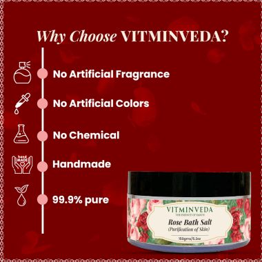 VITMINVEDA: Natural Rose Bath Salt - 150 gm