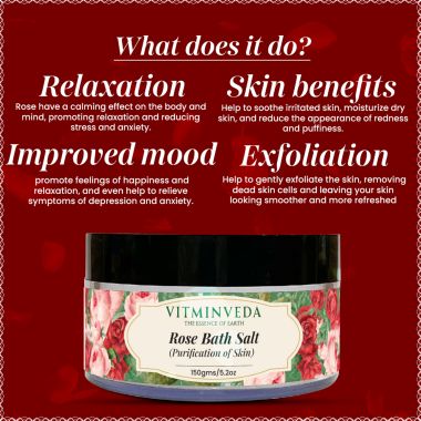 VITMINVEDA: Natural Rose Bath Salt - 150 gm