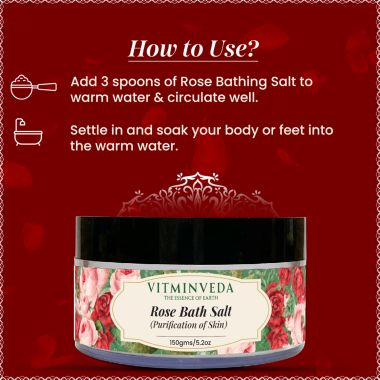 VITMINVEDA: Natural Rose Bath Salt - 150 gm