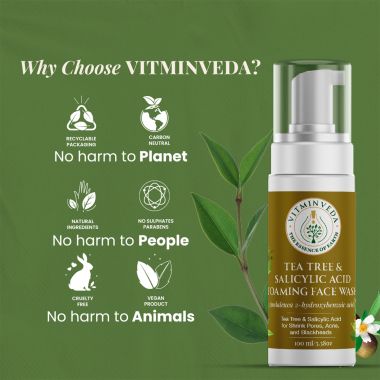 VITMINVEDA: Natural Tea Tree & Salicylic Acid Foaming Face Wash - 100 ml
