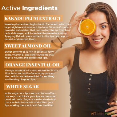 VITMINVEDA: Natural Orange Vitamin C Lip Scrub - 8 gm