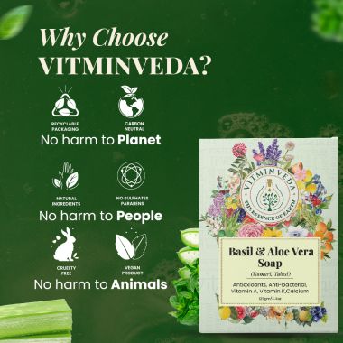 VITMINVEDA: Aloe Vera & Basil Herbal Soap Bar - 125 gm