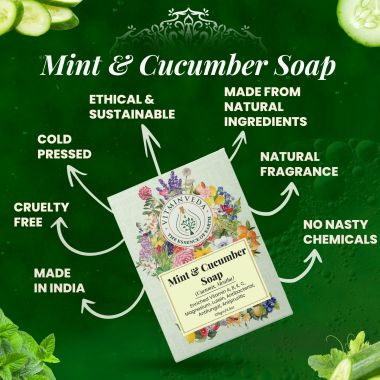 VITMINVEDA: Cucumber & Menthol Herbal Soap Bar - 125 gm