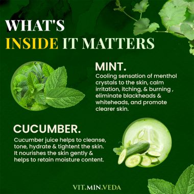 VITMINVEDA: Cucumber & Menthol Herbal Soap Bar - 125 gm