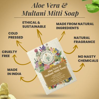 VITMINVEDA: Multani Mitti & Aloe Vera Herbal Soap Bar - 125 gm