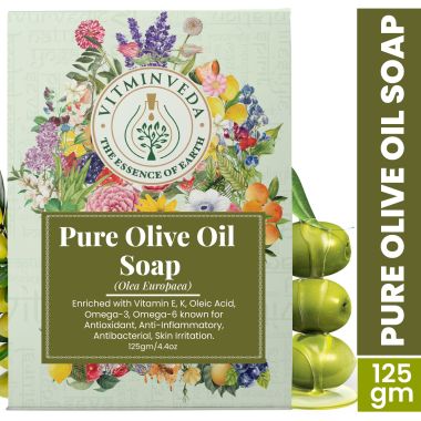 VITMINVEDA: Natural Olive Oil Herbal Soap Bar - 125 gm