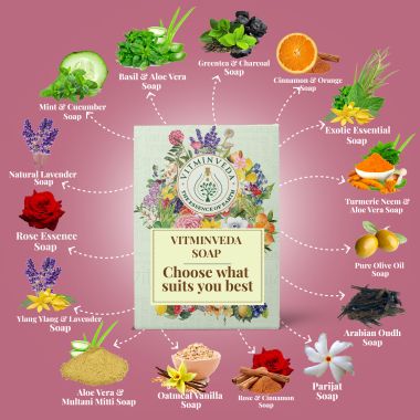 VITMINVEDA: Natural Rose Essence Herbal Soap Bar - 125 gm