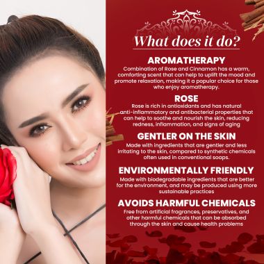 VITMINVEDA: Natural Rose Cinnamon Herbal Soap Bar - 125 gm