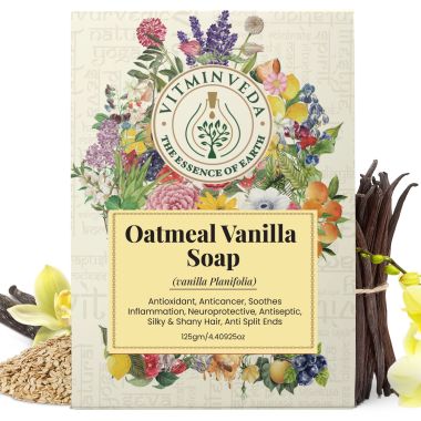 VITMINVEDA: Natural Vanilla Oatmeal Herbal Soap Bar - 125 gm