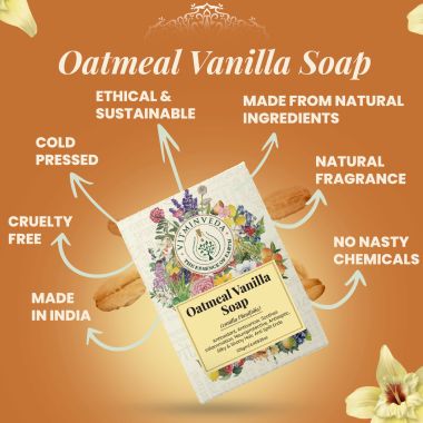 VITMINVEDA: Natural Vanilla Oatmeal Herbal Soap Bar - 125 gm