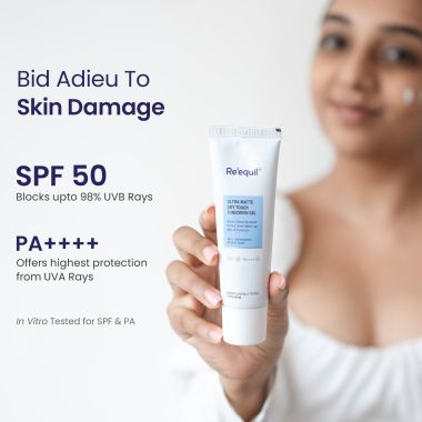 Reequil: Ultra Matte Dry Touch Sunscreen Gel SPF 50 PA++++ - 50gm