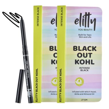 Elitty Beauty: Black Out Kohl Intense Black Kajal - 0.27gm- Pack of 2