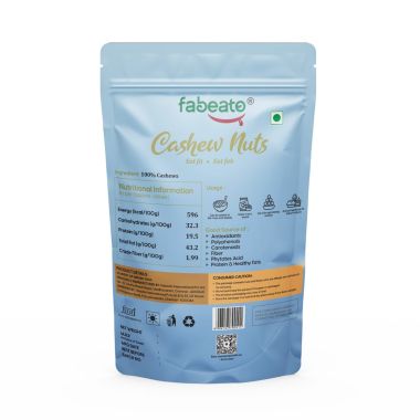 Fabeato: 100% Natural Premium Whole Raw Cashews - 200gm