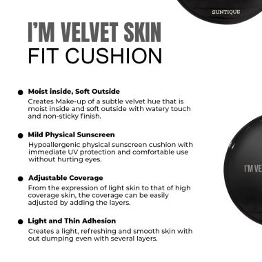 Suntique: I'M Velvet Skin Fit Cushion SPF50+ PA++++ - 12gm