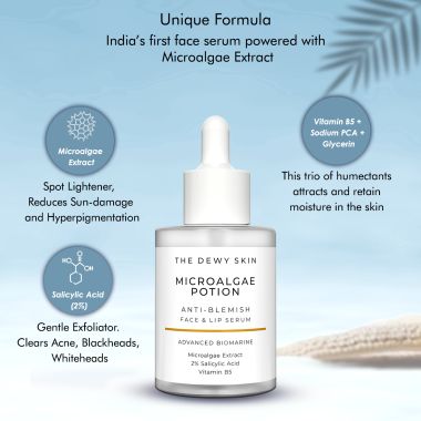 The Dewy Skin: Microalgae Potion Anti-Blemish Face & Lip Serum - 30ml