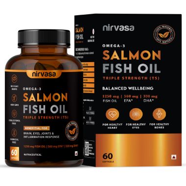 Nirvasa: Omega 3 Salmon Fish Oil Capsules (Triple Strength) - 60 Softgels