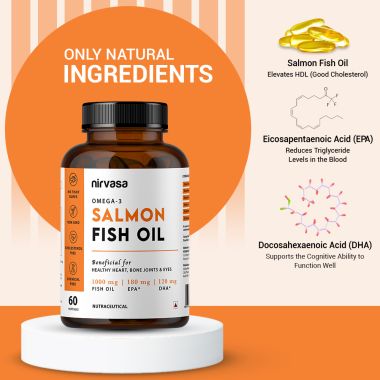 Nirvasa: Omega 3 Salmon Fish Oil Capsules - 60 Softgels