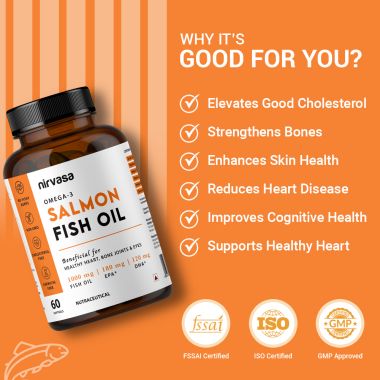 Nirvasa: Omega 3 Salmon Fish Oil Capsules - 60 Softgels