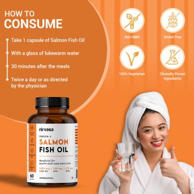 Nirvasa: Omega 3 Salmon Fish Oil Capsules - 60 Softgels