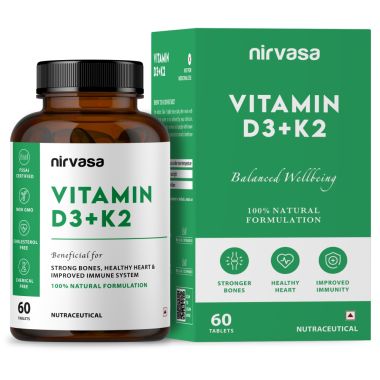 Nirvasa: Vitamin D3 + K2 Tablets - 60 Tablets