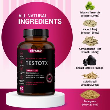 Nirvasa: Testo 7X Tablets - 60 Tablets