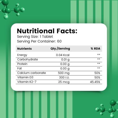 Nirvasa: Vitamin D3 + K2 Tablets - 60 Tablets
