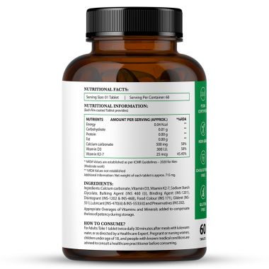 Nirvasa: Vitamin D3 + K2 Tablets - 60 Tablets