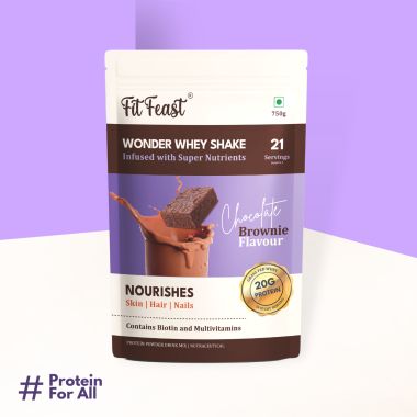 FitFeast: Wonder Whey Shake - Chocolate Brownie - 750gm