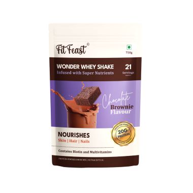 FitFeast: Wonder Whey Shake - Chocolate Brownie - 750gm