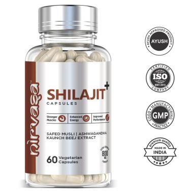 Nirvasa: Pure Shilajit Capsules with Safed Musli - Ashwagandha & Kaunch Beej - 60 Capsules