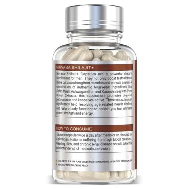 Nirvasa: Pure Shilajit Capsules with Safed Musli - Ashwagandha & Kaunch Beej - 60 Capsules