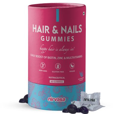 Nirvasa: Hair & Nail Gummies with Biotin - 60 Gummies