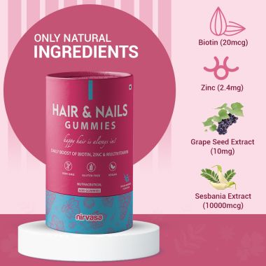 Nirvasa: Hair & Nail Gummies with Biotin - 60 Gummies