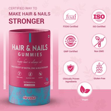Nirvasa: Hair & Nail Gummies with Biotin - 60 Gummies