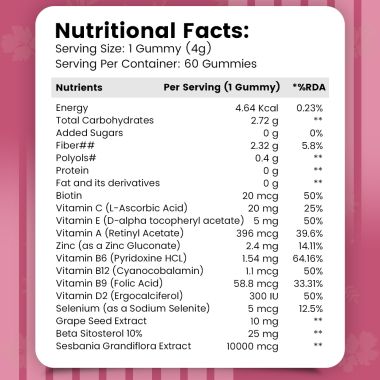 Nirvasa: Hair & Nail Gummies with Biotin - 60 Gummies