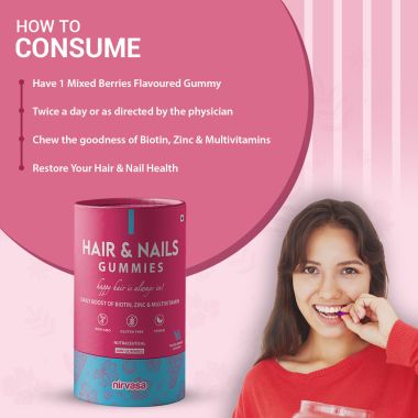 Nirvasa: Hair & Nail Gummies with Biotin - 60 Gummies