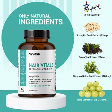 Nirvasa: Hair Vitals DHT Blocker with Biotin - 60 Tablets