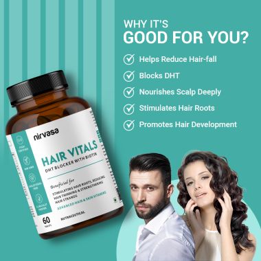 Nirvasa: Hair Vitals DHT Blocker with Biotin - 60 Tablets