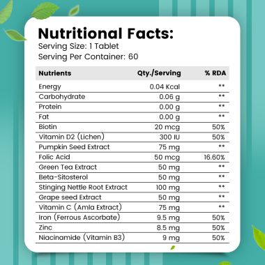 Nirvasa: Hair Vitals DHT Blocker with Biotin - 60 Tablets
