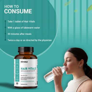 Nirvasa: Hair Vitals DHT Blocker with Biotin - 60 Tablets