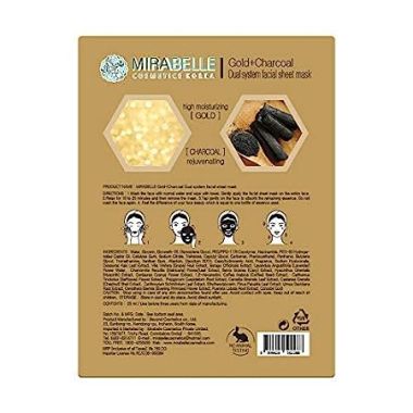 Mirabelle: Gold + Charcoal Dual System Facial Sheet Mask - 25ml