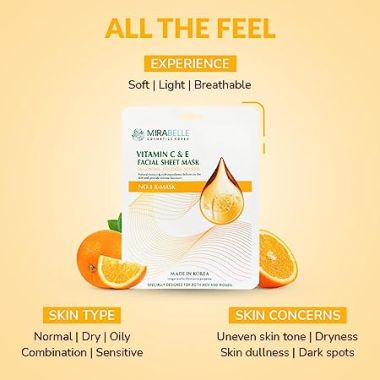 Mirabelle: Vitamin C & E Facial Sheet Mask - 25ml
