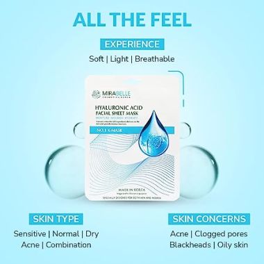 Mirabelle: Hyaluronic Acid Facial Sheet Mask - 25ml
