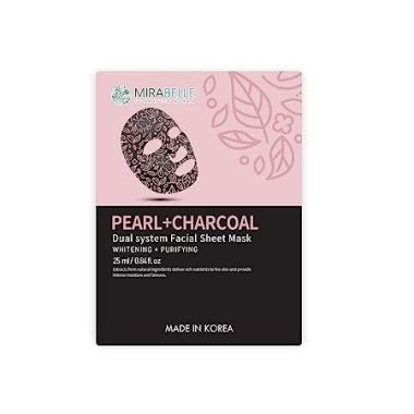 Mirabelle: Pearl + Charcoal Dual System Facial Sheet Mask - 25ml
