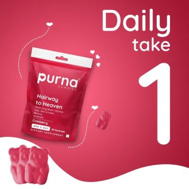 Purna Gummies: 5000mcg Biotin Gummies - Cranberry - 30 Gummies