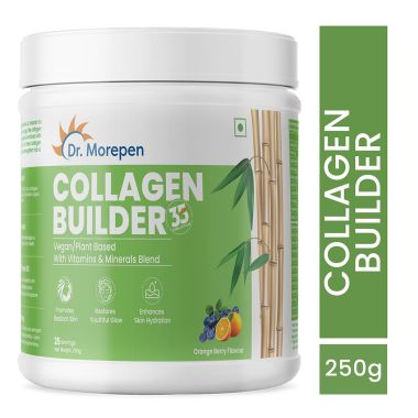 Dr. Morepen: Natural Collagen Builder | Plant Based Collagen Powder | Orange Berry Flavour - 250g
