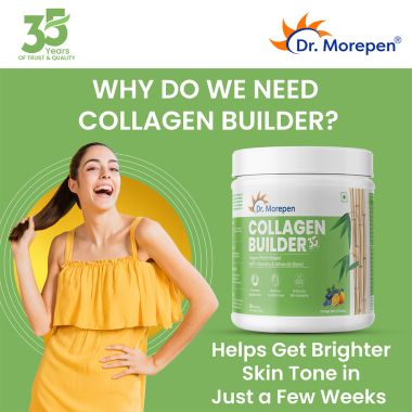 Dr. Morepen: Natural Collagen Builder | Plant Based Collagen Powder | Orange Berry Flavour - 250g