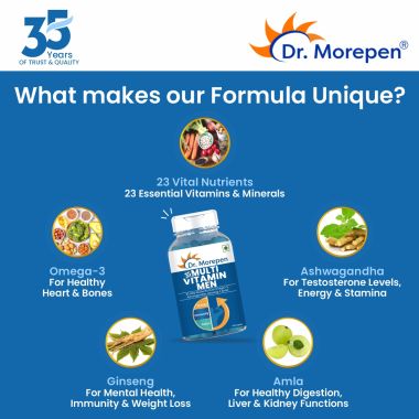 Dr. Morepen: Gokshura and Multivitamins For Men - Improves Men's Performance & Strength - 120 Tablets