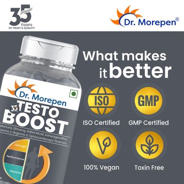 Dr. Morepen: Testo Boost & Gokshura For Men - For Improved Performance - Combo Pack - 60 Capsules each